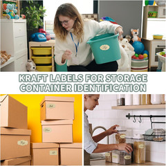 300 Pcs Kraft Labels Stickers, 1.2X2 Inch, 3 Decorative Designs