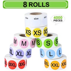 4000 Pcs Clothing Size Stickers Round Coded Labels for Clothes Retail Store