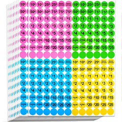1920 PCS Yard Sale Price Stickers 3/4″ Pre-Priced Labels Garage Sale Tags Neon