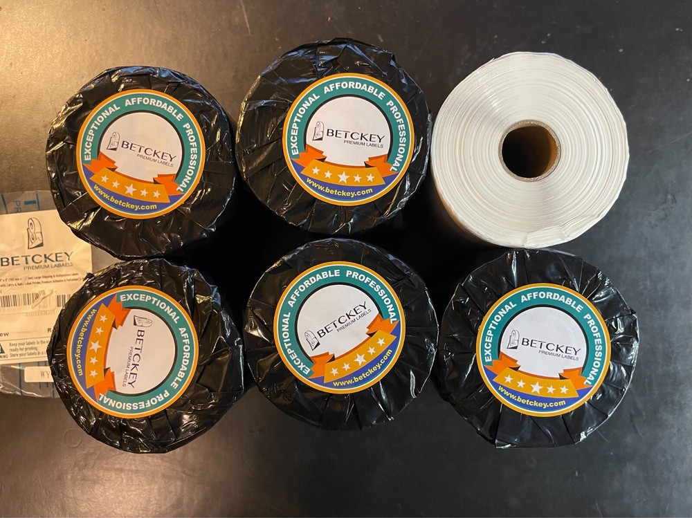 BETCKEY Premium White Labels 4″x5″; 6 rolls, 2100 labels