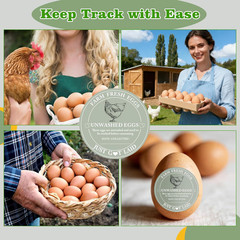 500PCS 2 Inch Egg Carton Stickers, Farm Fresh Unwashed Eggs Labels with Date Spa