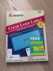 NEW Avery Clear Address Laser Printer Labels 1” x 2 5/6” # 5660 31 Sheets Open
