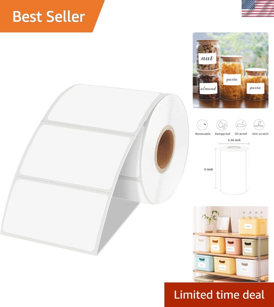 2×3 Inch White Removable Thermal Labels,Waterproof Thermal Label,300 Sheets p…