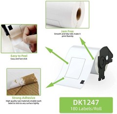2Rolls 103mmx164mm Paper Shipping 180 Labels Compatible Brother QL-1050 DK-1247