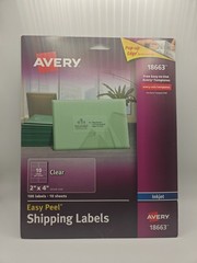 Avery 18863 Easy Peel Shipping Labels 100 labels – 10 Sheets 2″ x 4″ Clear
