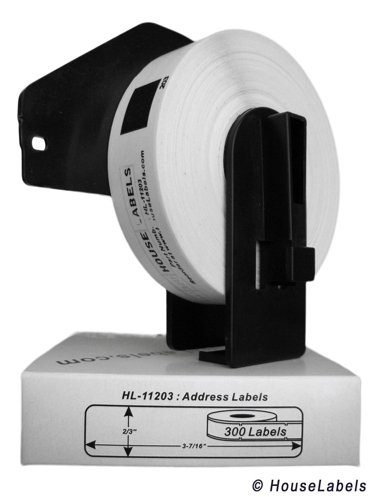 Non-OEM Fits BROTHER DK-1203 Labels – (6) Rolls of 300 + (1) REUSABLE FRAME