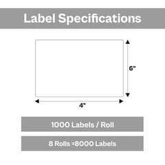 4″ x 6″ Thermal Transfer Labels, Yellow Color Shipping Coding Labels – 8 Rolls