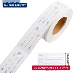 2 Rolls 1000 Pieces Removable Food Labels, 1 x 2 Inch Date Stickers for Freezer,