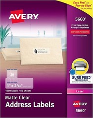 AVERY AVE5660 – Matte Clear Easy Peel Mailing Labels w/Sure Feed Technology