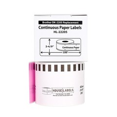 Non-OEM Fits BROTHER DK-2205 PINK Continuous Labels (9) Rolls 2-4/9″ by 100′
