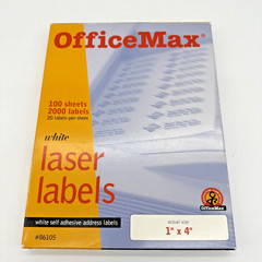 OfficeMax 86105 Avery 5161 White 1″x4 Self Adhesive Address Laser Label 75 Sheet