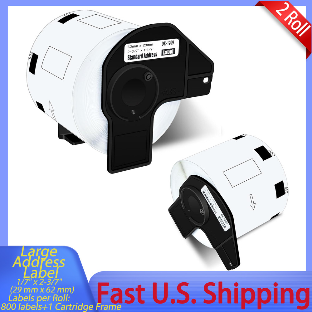2x (29 mm x 62 mm) Large Address Label for Brother DK-1209 With QL-810W,QL-580N