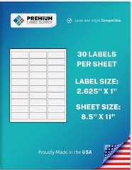 30,000 labels Premium Label Supply 2.625″ x 1 Self Adhesive Address Labels