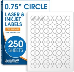 Versatile 0.75″ Round Blank Stickers – 250 Sheets for Inkjet & Laser Printers