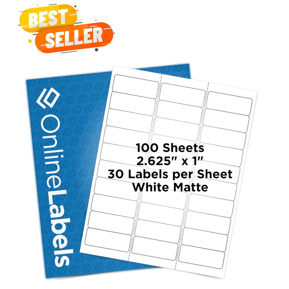 2.625″ x 1″ Address & Mailing Labels – Permanent Adhesive, White Matte – for …