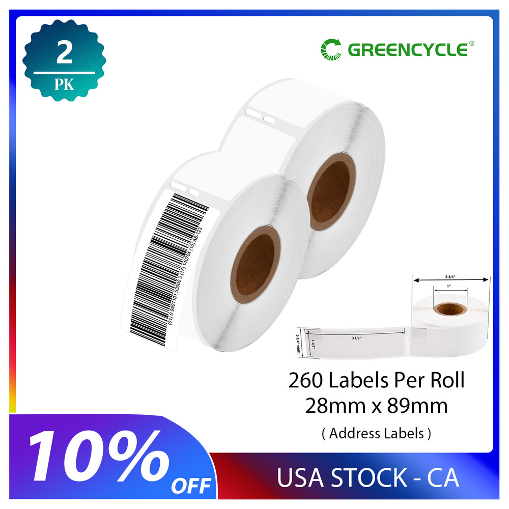 2PK White Thermal Self-Adhesive Address 260P/Roll Label Paper For Dymo 30320