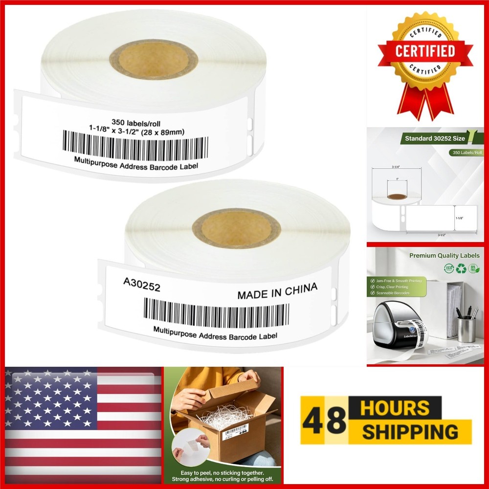 Dymo 30252 Labels 1-1/8″ x 3-1/2″ Thermal Shipping Labels – 700 Count