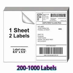 200-1000 Shipping Labels 8.5×5.5 Half Sheet Self Adhesive Mailing 2 Per Sheet