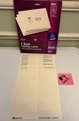 Avery Ink Jet Clear Mailing Labels 1 3/4″ x 4” Size #8662 Open Box (9 Sheets)