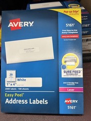 Avery Easy Peel Address Label – 1″ Width X 4″ Length Permanent 2000 / Box