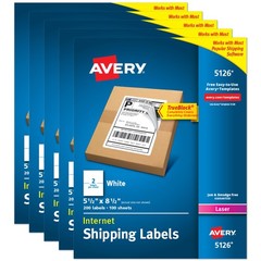 Avery Half-Sheet Printable Shipping Labels, 5.5 x 8.5 Customizable Stickers,