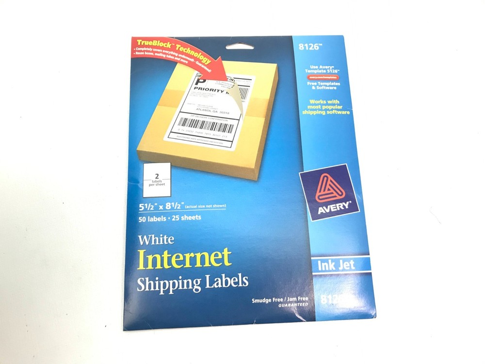 Printable Shipping Labels, 5.5″ X 8.5″, White 25 sheets 50 Mailing Labels (8126)