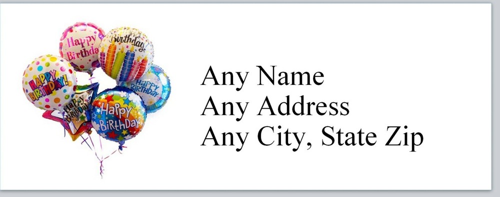 Personalized Address labels Happy Birthday Balloons Buy 3 get 1 free (bx 1001)