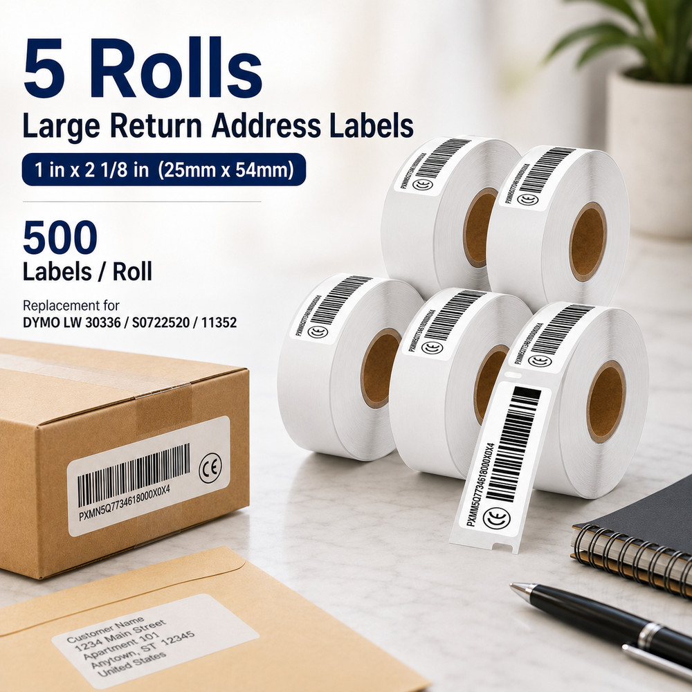 5Roll 30336 Large Return Address Labels 1×2 1/8 Inch for DYMO LabelWriter 450