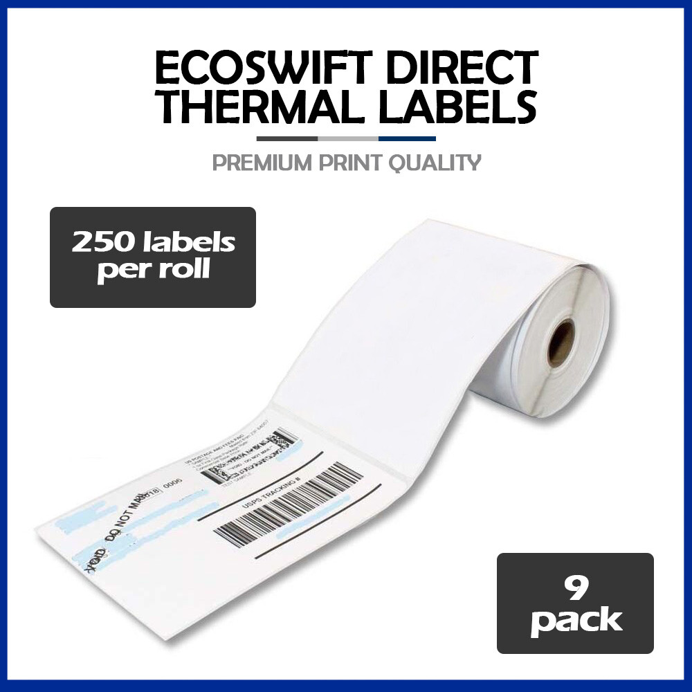 9 Rolls 4×6 “EcoSwift” Direct Thermal Labels 250 per roll Eltron Zebra 2844 450