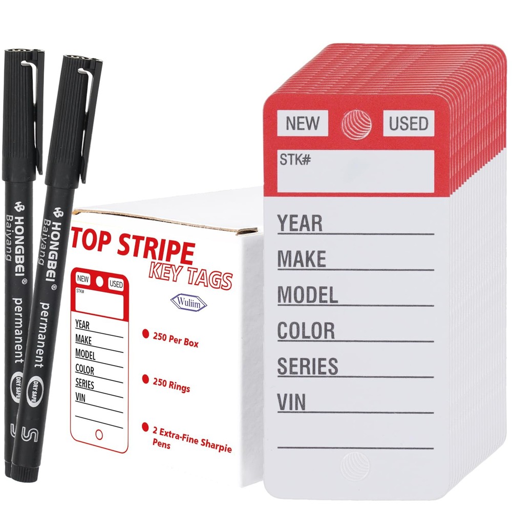 Vinyl Poly Car Key Tags 250 Pcs with 250 Split Rings & 2 Markers, Heavy-Duty …