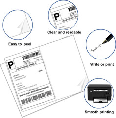 8.5″ X 5.5″ Address Labels, Half Sheet Shipping Labels, 25 Sheets Self Adhesive