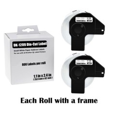 2Rolls 1.1″x2.4″ Samll White Paper Address Labels DK-1209 for Brother QL-1050