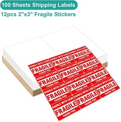 High-Quality 200 Shipping Labels – Easy Peel, Waterproof & Bonus Fragile Labels