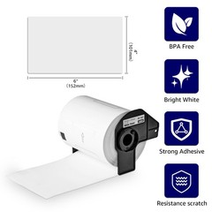 8Roll DK1241 DK-1241 Die-Cut Address White Labels 4” x 6″Compatible For Brother