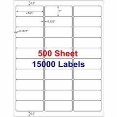2.625×1 15000 Address Laser Ink Jet Shipping Mailing Labels 500 Sheets Adhesive