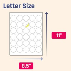 1.5″ Round Matte White Sticker Label, Laser/Inkjet Printing – Letter Size, 30…