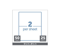 NEW 50ct White Office Depot Inkjet/Laser Shipping Labels, Rectangle, 5.5″ x 8.5″
