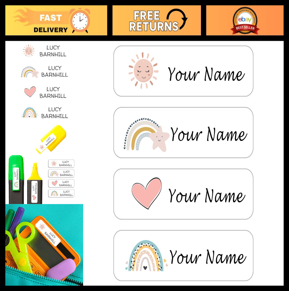 Personalized Waterproof Name Labels for Kids – 128 Pack for Daycare, School, Cam