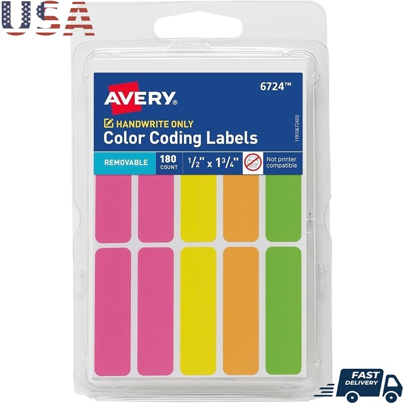 Removable Color-Coding Labels 180 Blank Stickers Organizing School Office Home