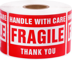 3×2 Inch Handle with Care Fragile Shipping Stickers – 500 Labels per Roll