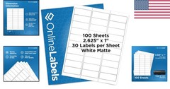 2.625″ x 1″ Address & Mailing Labels – Permanent Adhesive, White Matte – for …