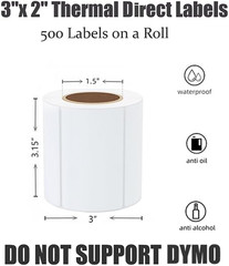Hybsk 3X2 Inch Direct Thermal Labels for Barcodes, Address, Compatible with Roll