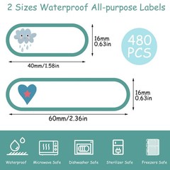 480 Pcs Baby Bottle Labels Waterproof Self-Laminating School Name Tags Stickers