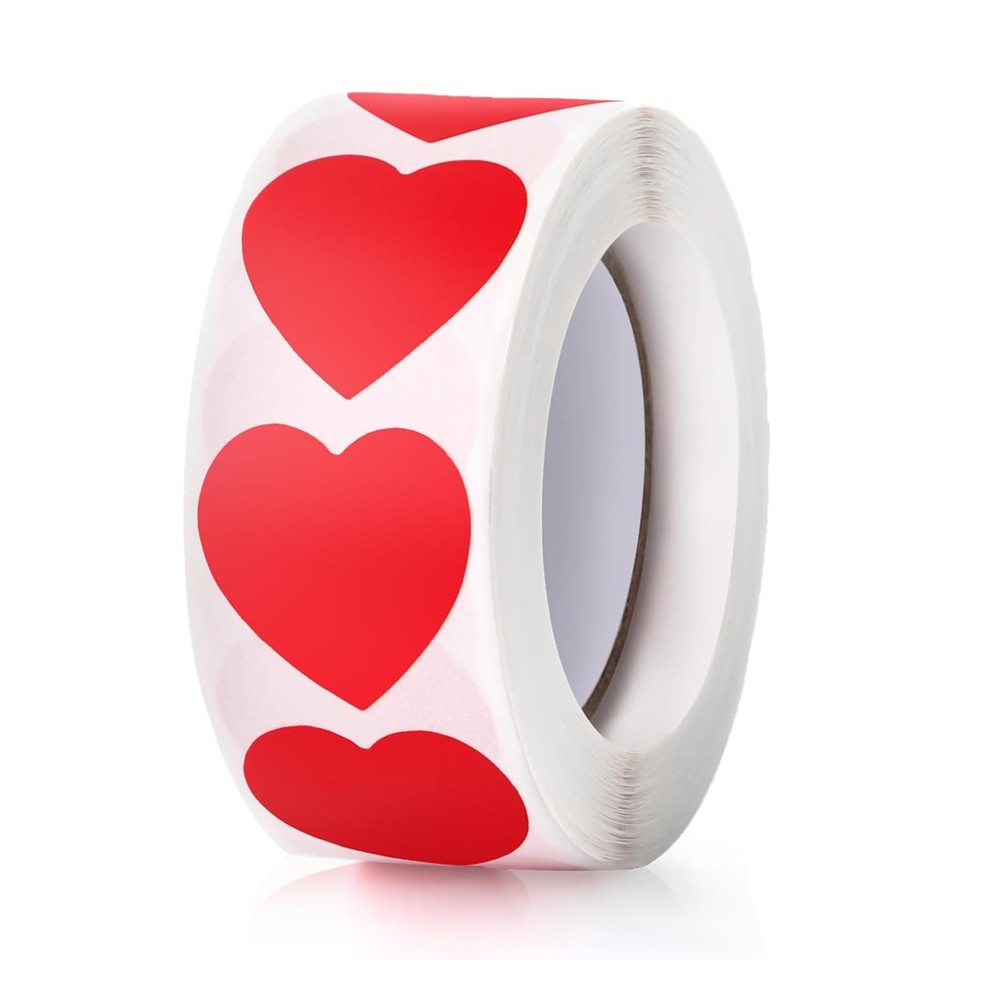 Red Heart Stickers, 1″ Valentines Day Love Shape Labels Self-Adhesive Sticker