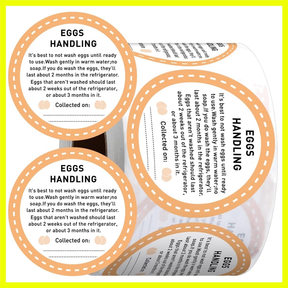 500 Pcs Farm Fresh Eggs Carton Labels Stickers 2 Inch Egg Care Self Adhesive …
