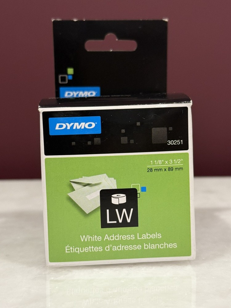 DYMO 30251 White Address Label 1-1/8 x 3-1/2 260 labels/box (dym30251)