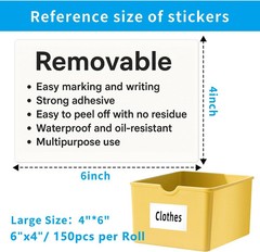 150Pcs 4X6 Inch Large Labels for Storage Bins, Waterproof Moving Labels for Boxe