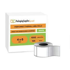 144 Rolls White Direct Thermal Labels 4″ x 6″ – 1000 Labels per Roll – No Ribbon