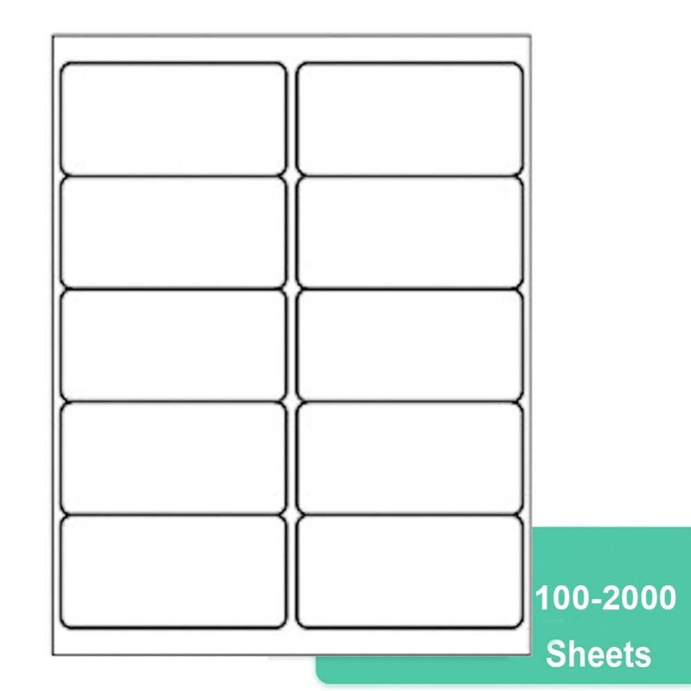 2″ x 4″ Shipping Address Labels Blank Mailing Stickers 10 Up for Laser/Inkjet