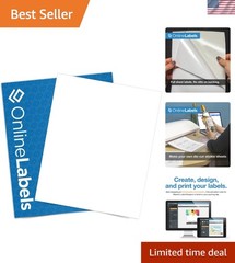 8.5″ x 11″ Full Sheet Sticker Paper – Permanent Adhesive, White Matte – Works…